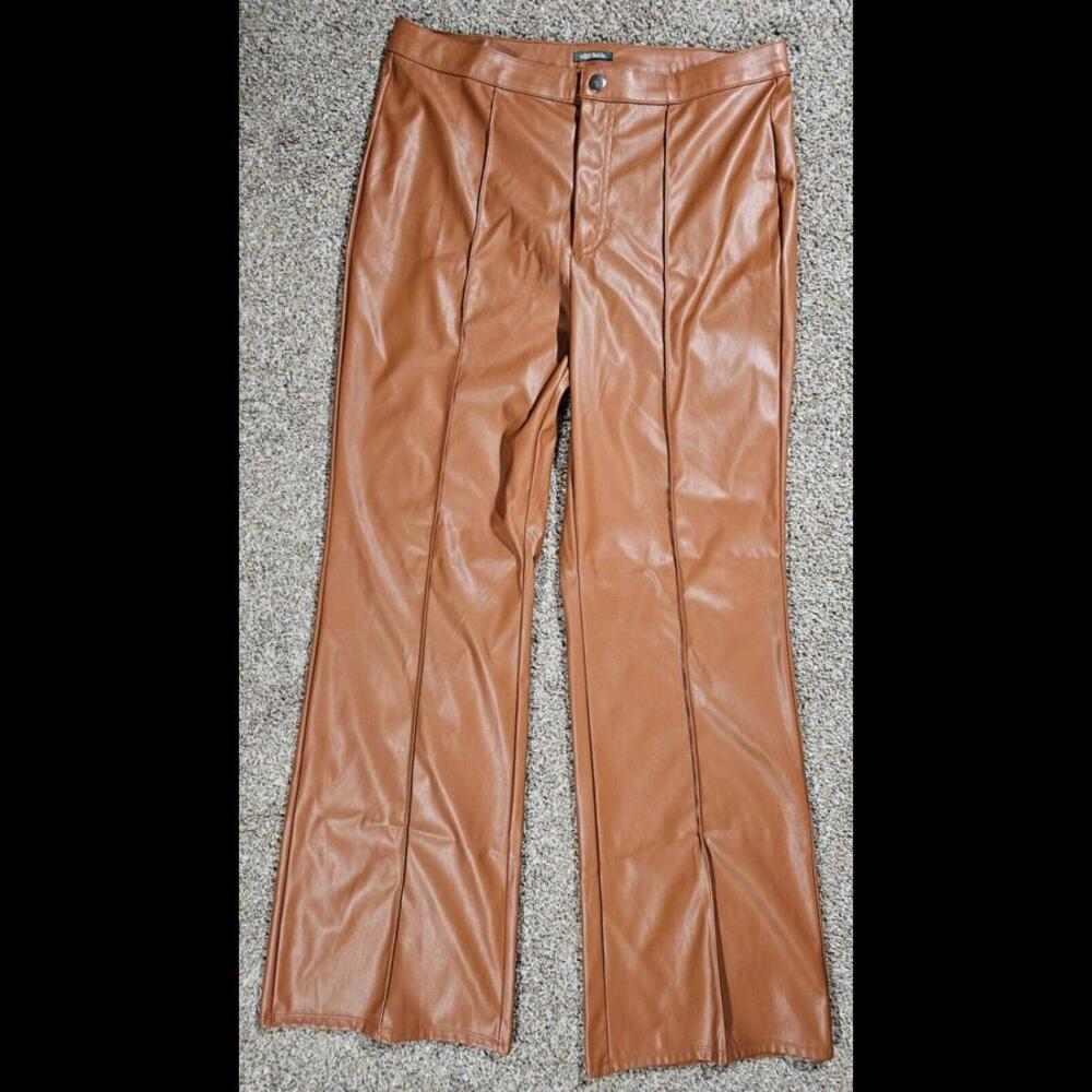 Wild Fable Pants 14 Faux Leather High Rise Flare Seamed NWT
